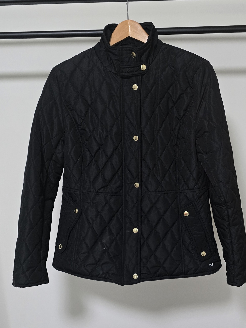 Crown & Ivy Black Quilted Jacket with Gold-Tone Buttons